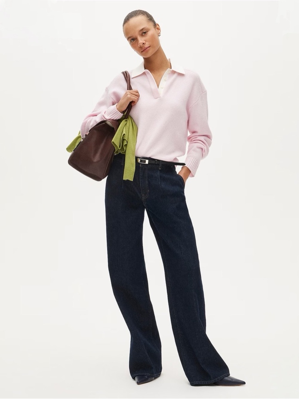 J. Crew Relaxed Sweater Polo in Vintage Wool Light Pink S $128 NWT